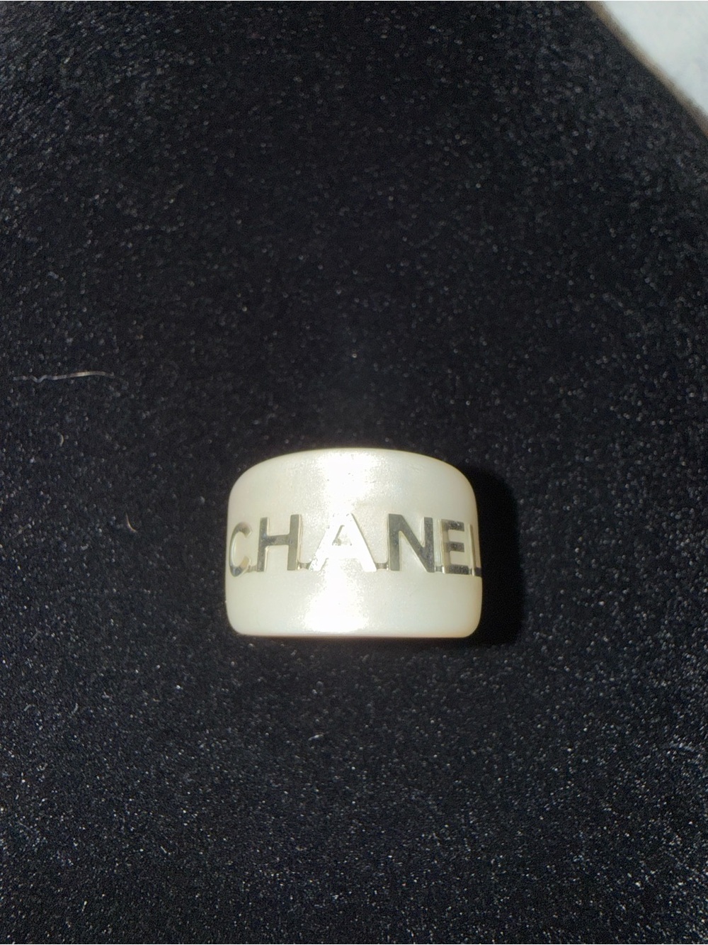 Chanel Ivory Resin Logo Ring Vintage